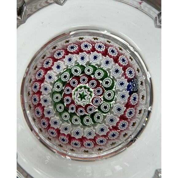 Whitefriars 1974 Faceted Pink Green Millefiori Art Glass Paperweight 3” England - Picture 7 of 13